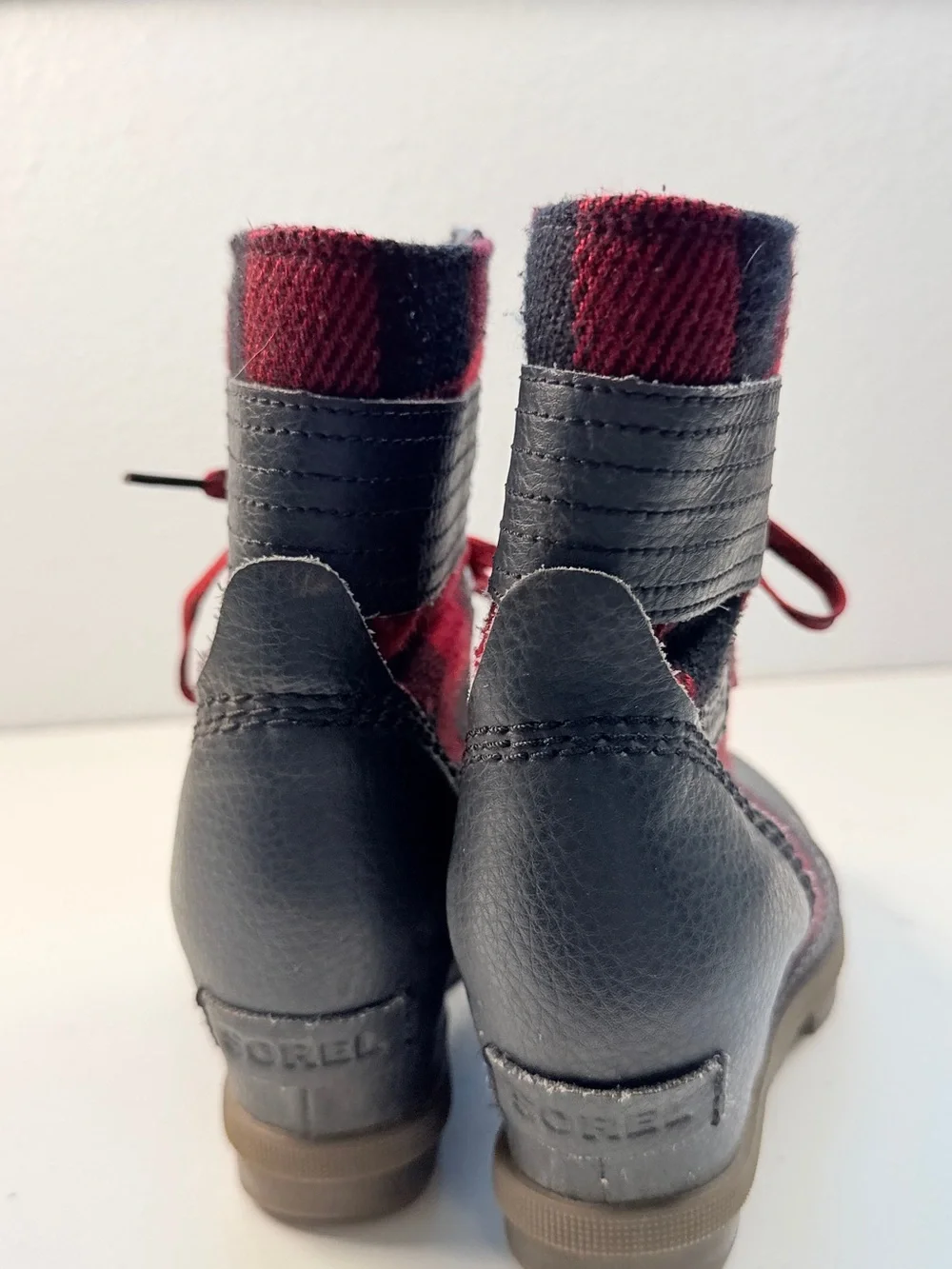 Sorel Joan of Arctic Wedge II Buffalo Plaid Waterproof Boots Womens US 3 EU 34